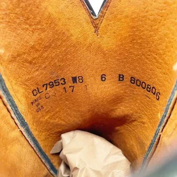 Lucchese Women’s 6 Black Leather Turquoise Stitching Square Toe Western Boots - Picture 9 of 11